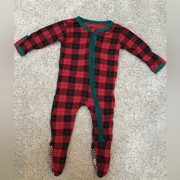 Kickee Pants Other - KicKee PANTS Plaid Ruffle Zip Footies | Size 3-6m